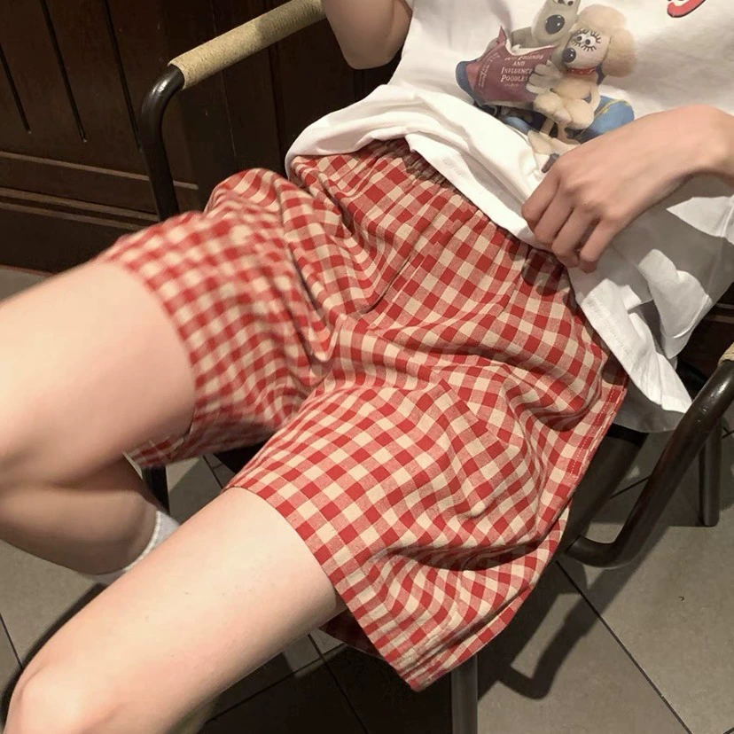 Летние oversize спортивные шорты, повседневные брюки, в клетку и однотонные, один размер