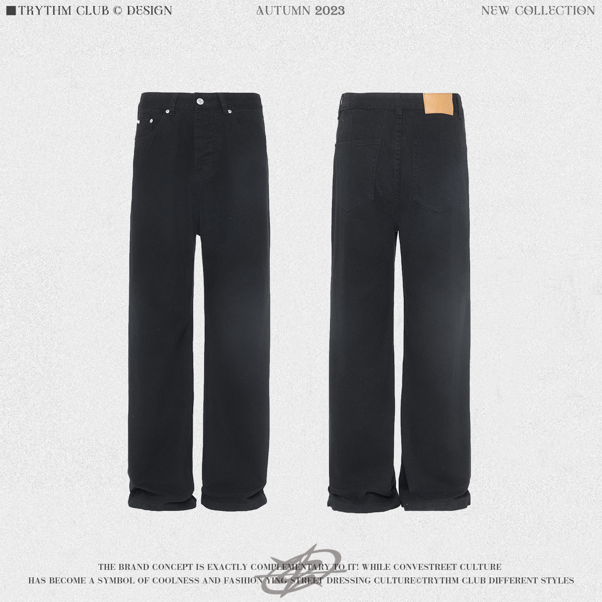 WHOOWAP American washed apenado gris verde trapear jeans rectos de la vendimia marca moda botón par Pantalones