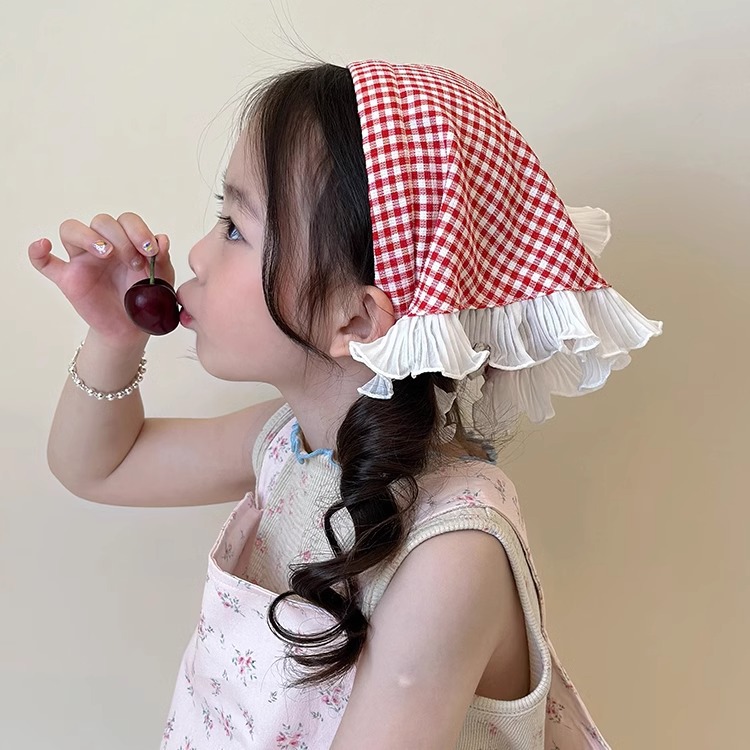 Bandera de cabello turbante en una toalla triangular cubierta de toalla cuadrada sombrero estilo pastoral ornamentación de cabello de playa de mujer correa de cabello de encaje toque