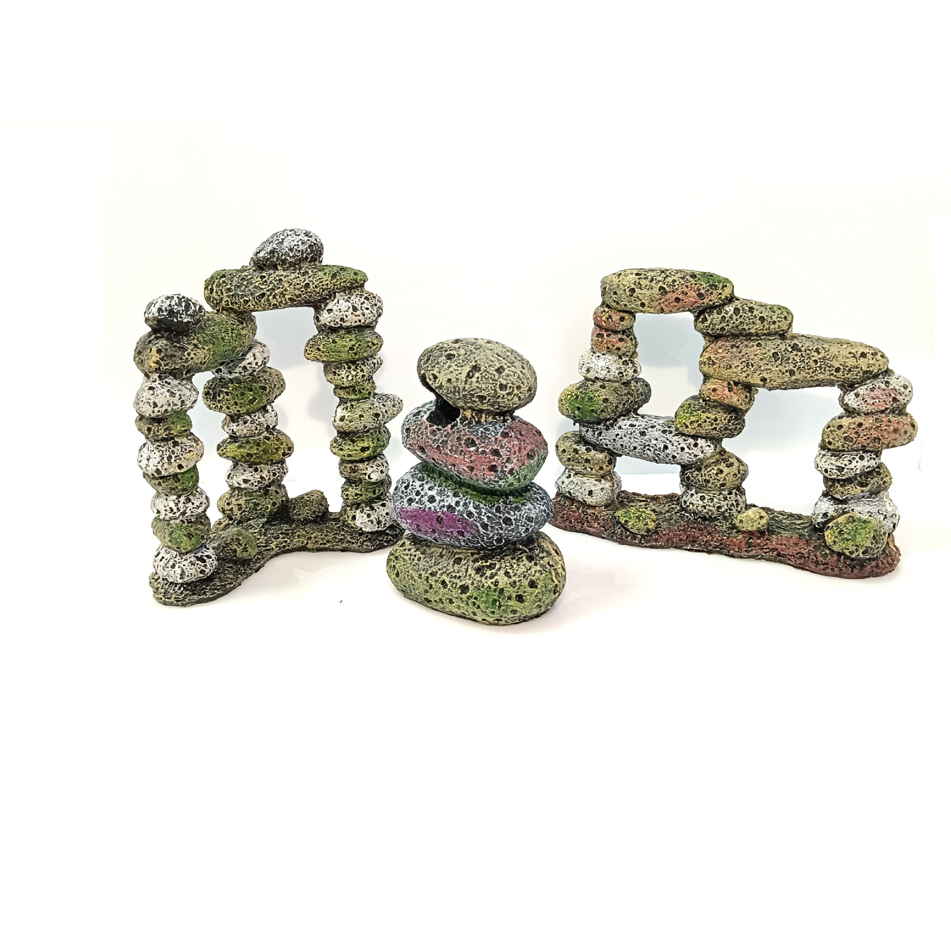 Escenografía de acuario explosivo Mini escena de loro Escenografía de guijarros Colores de resina Piedra apilada Decoración de micro paisaje