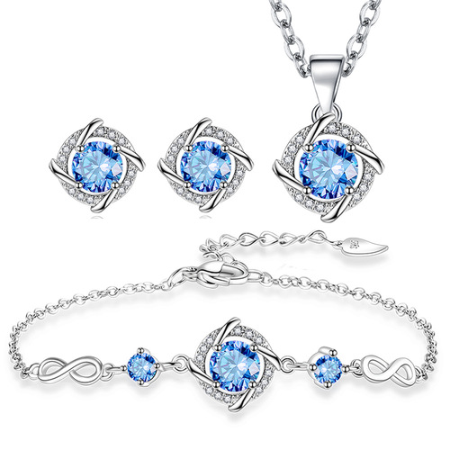 Tmall Internet celebrity four-leaf clover pendant necklace earrings bracelet set women's diamond windmill rotating lucky earrings