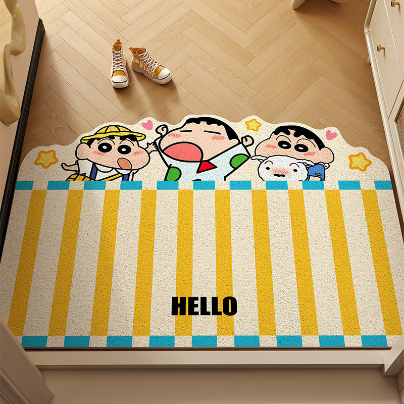 Retro Puppy Entrance Door Mat, Cartoon Silk Loop Floor Mat, Foyer Entrance Foot Mat, Dust Removal Mat, Indoor and Outdoor Entrance Mat