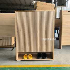 外贸跨境亚马逊条纹造型鞋柜双开门入户玄关窄柜家用进门置物鞋架