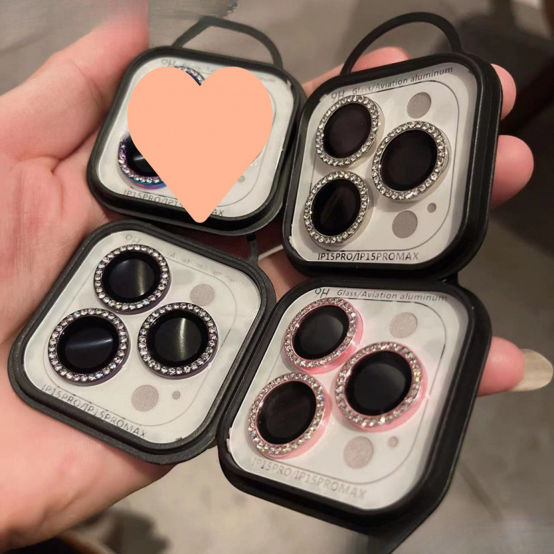 2025 New High-Quality Apple Lens Film with Diamond-Encrusted Rear Camera Ultra-Clear Luxury Flash Diamond Anti-Fall Hot Model Wholesale