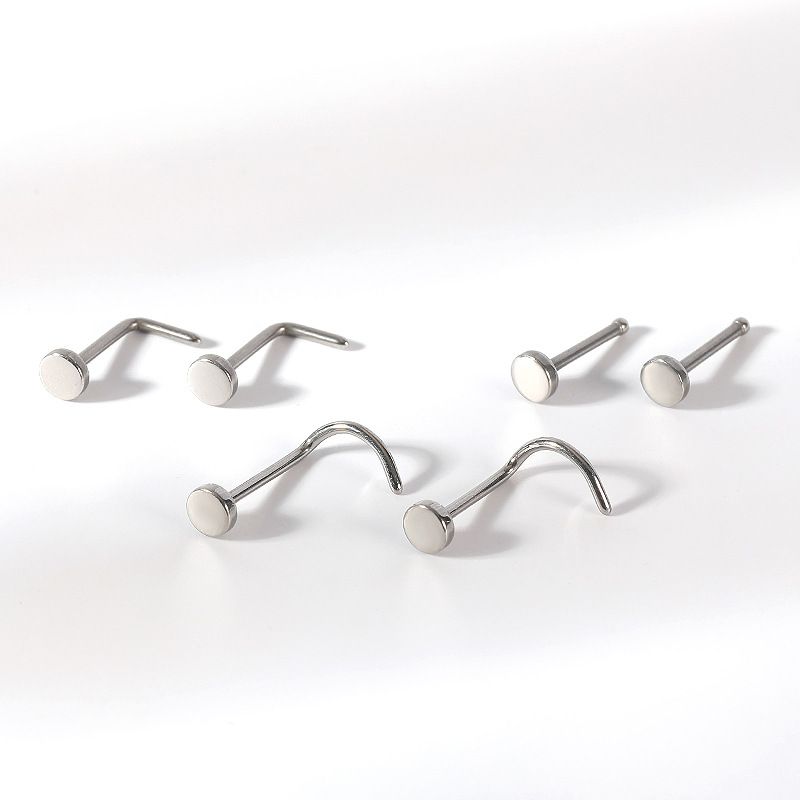 G23 Titanium Nose Nail Round Cake 5-Character 7-Character S Rod L Rod Nose Curved Nose Ornament Princess Series Nose Piercing Jewelry detail image 7