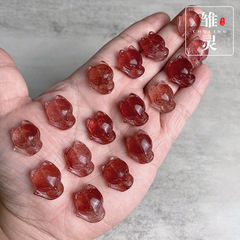 雛靈天然水晶 廠家直銷鴿血紅草莓晶狐狸 國風水晶飾品小滴溜