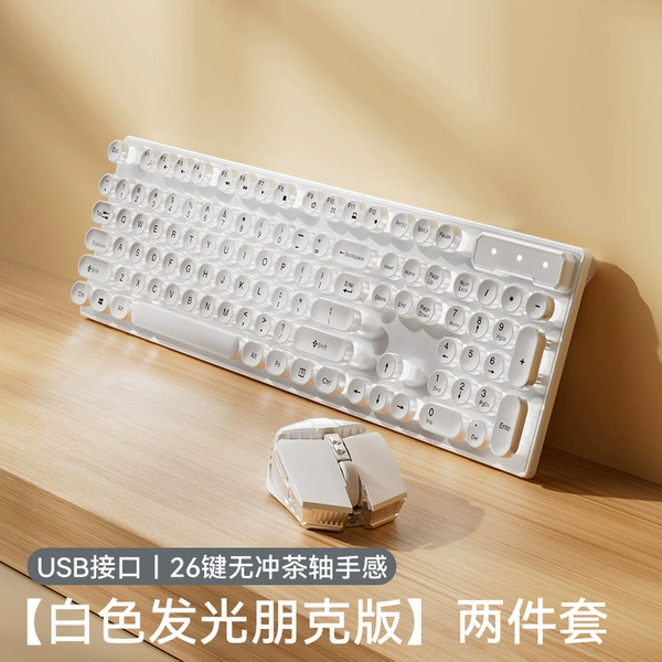 Brand new silent switch - YK100 round keycap white white light two-piece set [silent keys * compatible with all systems * waterproof and dustproof] - No