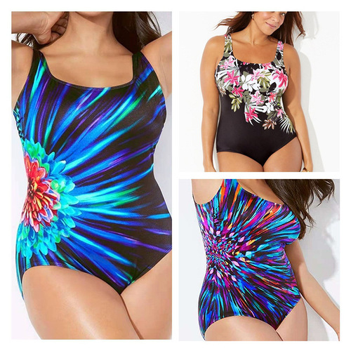 Women's 2025 Printed Plus-Size One-Piece Swimsuit for Beach and Hot Spring