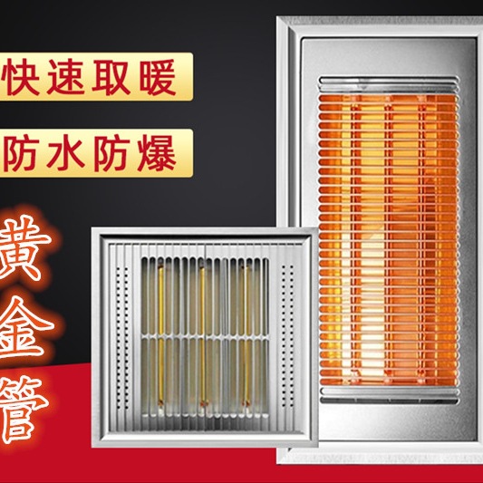 集成吊顶浴霸黄金管超薄浴霸300*300吸顶嵌入式单功能碳纤维浴霸