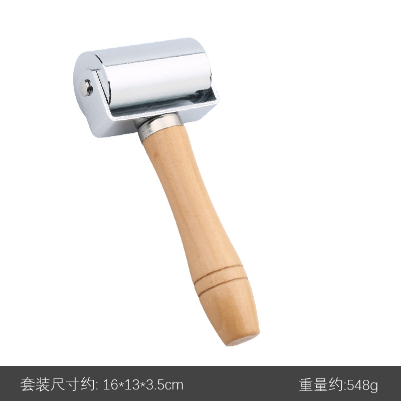 Original mango de madera rodillo rueda de empuje rodillo herramienta de prensado de cuero rodillo de borde oscuro borde grande rodillo de hierro