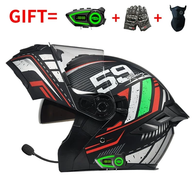 Motorcycle Helmets for Men and, Motosiklet kaskı (dəbilqə) - bluetooth-model-59-knight-hd-mirror-m-size-55-56-head-circumference