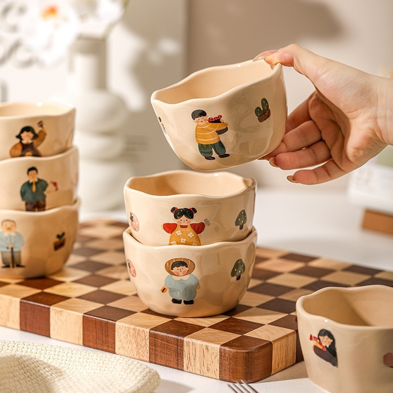 Personal Bowl for Home Use, 2025 New Model, Individual Rice Bowl, One Person One Color, Parent-Child Bowl, High Aesthetic Value, Ceramic, Bubble Porcelain, No [Unspecified]