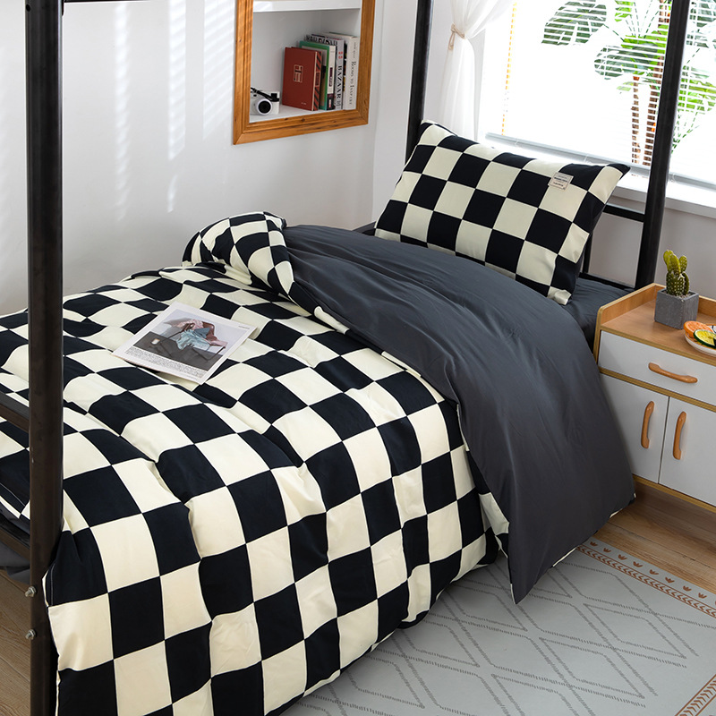 Set lenzuola minimalista in cotone lavato tre pezzi per letto a castello_voghion.com