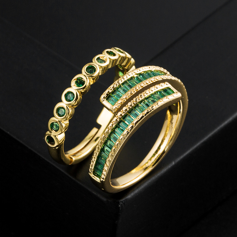 Fashion Geometric Copper Rings Inlay Zircon Copper Rings display picture 2