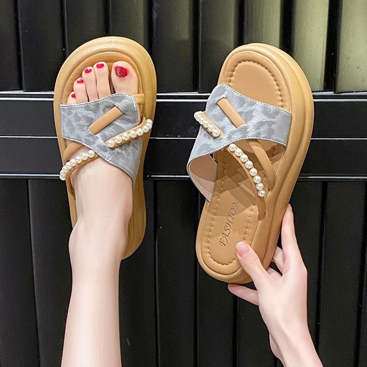 Sandalias de Plataforma para Mujer de Cuero Artificial, Caucho Suela Suave, Plataforma para Uso Exterior image 1