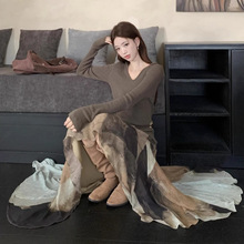 适美2025秋季时尚套装连帽气质长袖针织衫女百搭显瘦半身裙两件套