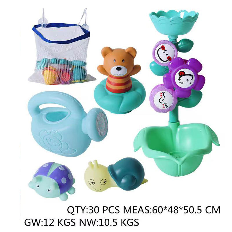 Cuarto de baño para niños ducha rueda de juego de agua juguete océano baño Agua spray vinilo animal traje de almacenamiento