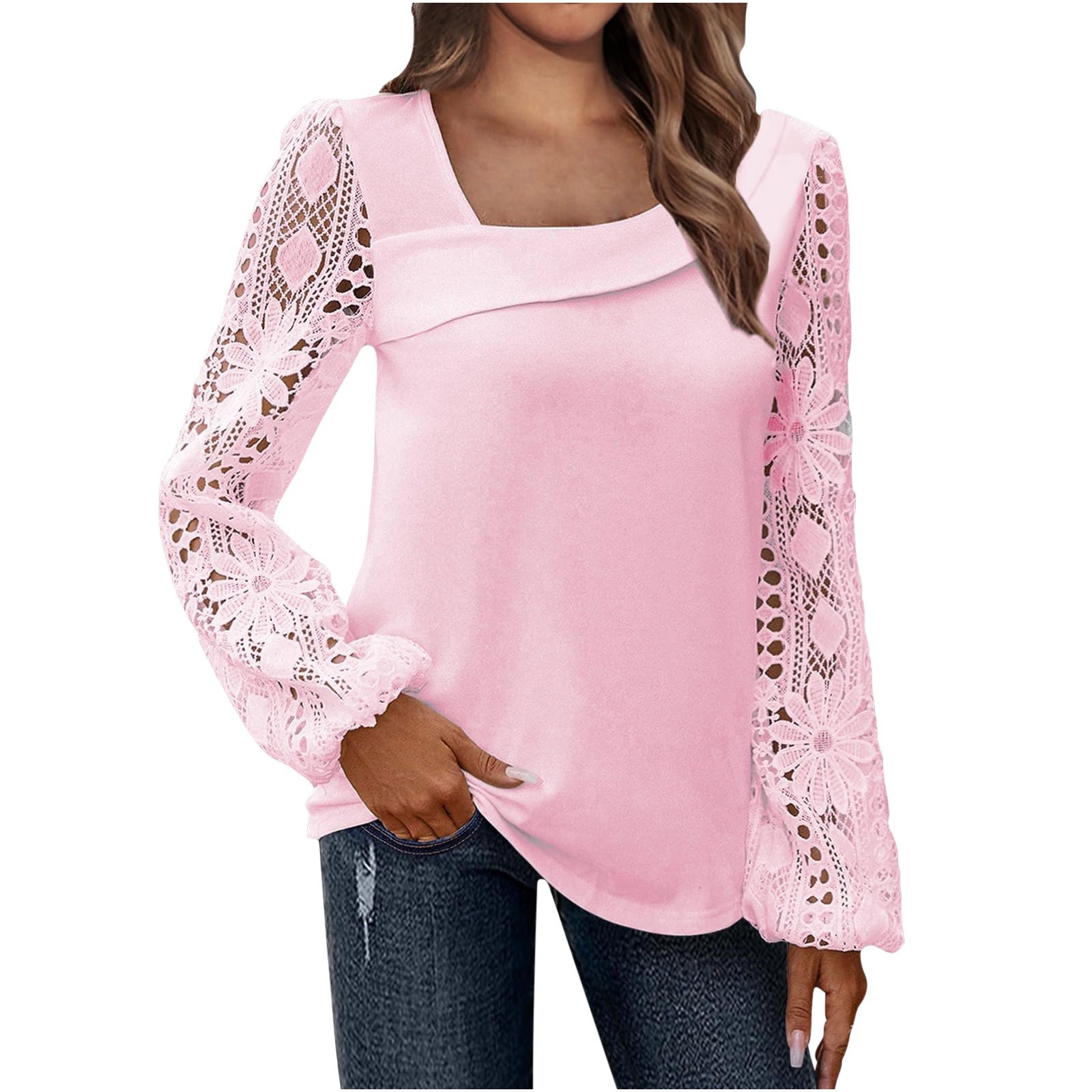 Vêtements pour femmes 2024 printemps et automne mode élégant nouveau pull tricoté à épissure de dentelle tous les hauts assortis_voghion.com