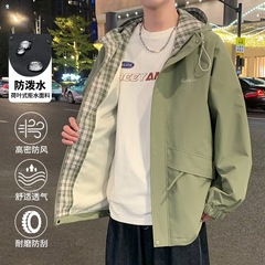 骆陀连帽冲锋衣夹克男春秋季2025新款舒适美式休闲宽松百搭潮外套