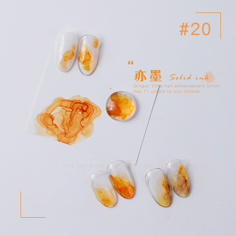 Manicura de secado rápido acuarela difuminado líquido perlado degradado tinta blanca dorada humo fototerapia mármol especial