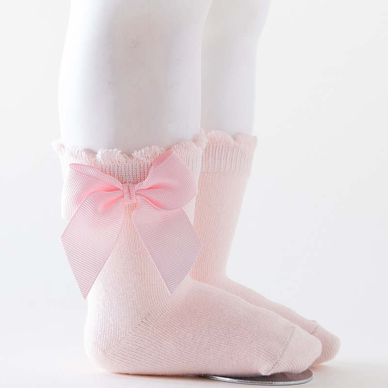 Primavera, Otoño e Invierno estilo español europeo y americano gran arco pequeña princesa calcetines de algodón estilo Palacio Lolita calcetines bebé