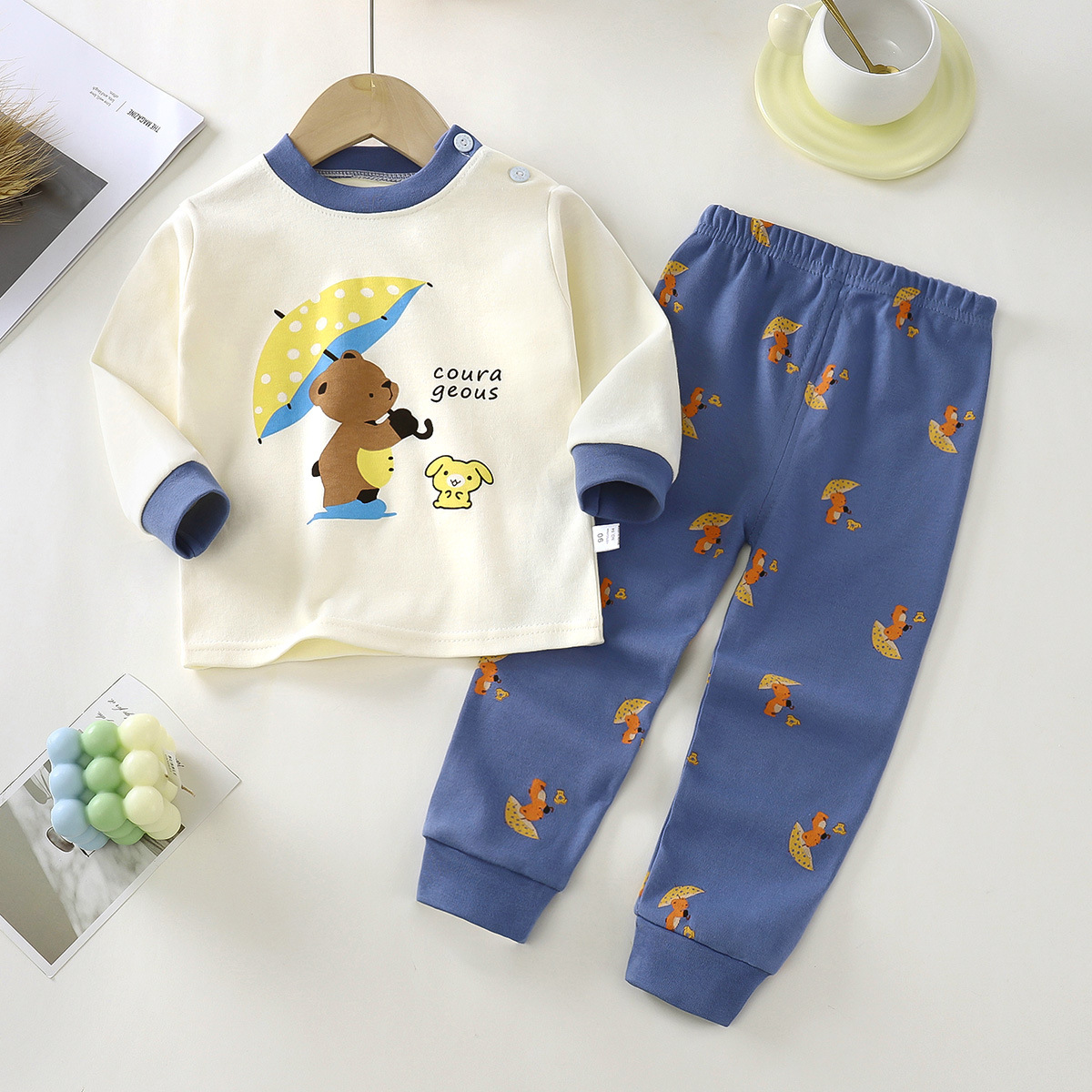 Set de ropa interior infantil de algodón nuevo otoño 2025 chaqueta de otoño para niños pantalones de otoño para niñas ropa de hogar para niñas ropa de niños