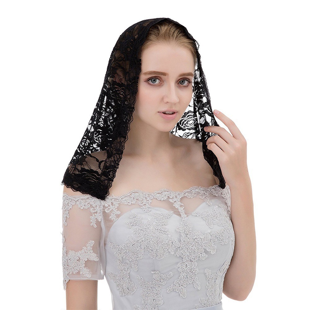 Bride Lace Edge Head Scarf Muslim Head Covering Head Dress Short Length Shawl Single Layer Face Covering Amazon