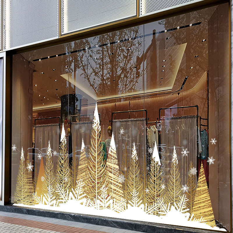 2026年圣诞节装饰场景布置墙贴商场店铺玻璃橱窗贴纸门墙贴画窗花