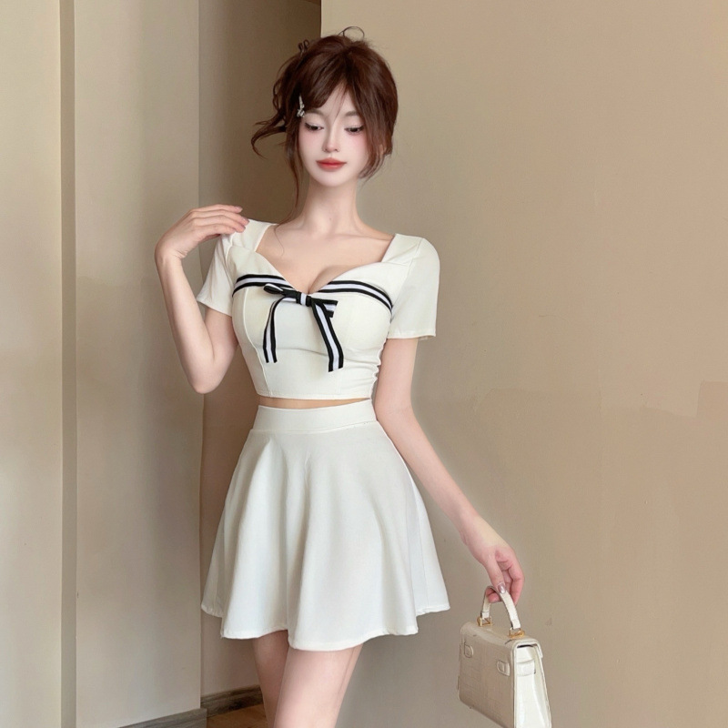 0617欧美东南亚跨境外贸女装批发性感短袖露腰上衣+半身裙两件套