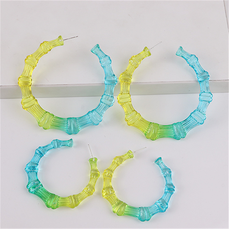 1 Pair Funny Gradient Color Arylic Womenu0027S Hoop Earrings