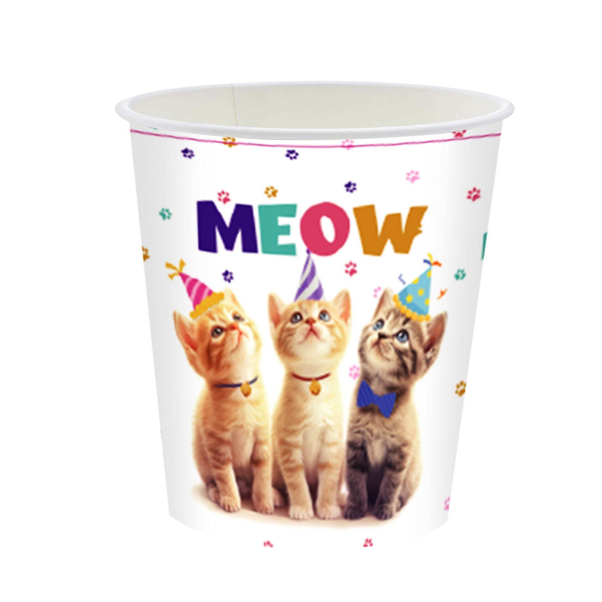 Nuevo estilo transfronterizo mascota gato gato tema tres gatos gato juego de vajilla impresa taza de papel toalla de papel placa de papel desechable image 5