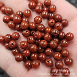 南红色玛瑙圆珠玉石散珠鸡血红玉髓珠子diy手链项链饰品配件珠子