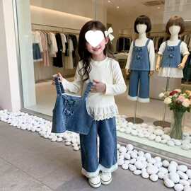 女童春季牛仔套装2026年新款春秋季女宝宝衣服儿童洋气时髦三件套