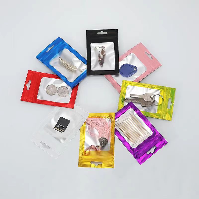 Esmerilado yin y yang ziplock bolsa de papel de aluminio de color bolsa de hueso joyería de alimentos accesorios electrónicos ventana bolsa de embalaje compuesto