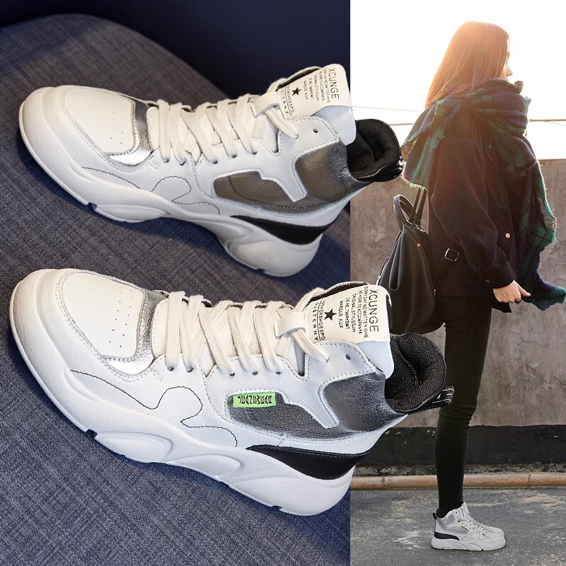 Genuine Leather High-Top Sneakers for Women 2025 Spring White Shoes for Women Korean Style Breathable Casual Sports Sneakers for Women Comfortable Genuine Leather High-Top Sneakers for Women 2025 Spring White Shoes for Women Korean Style Breathable Casual Sports Sneakers for Women Comfortable