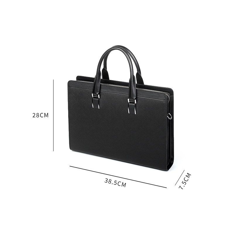 Nuevo bolso de cuero genuino para hombre, bolso de mano de gran capacidad para hombre, bolso de ordenador de piel de vaca a la moda, maletín sencillo de negocios para hombre