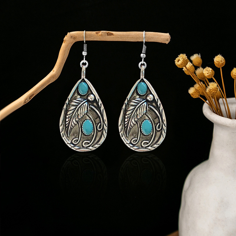 现货库存跨境爆款复古女士短款吊坠耳环波希米亚羽毛耳饰首饰批发