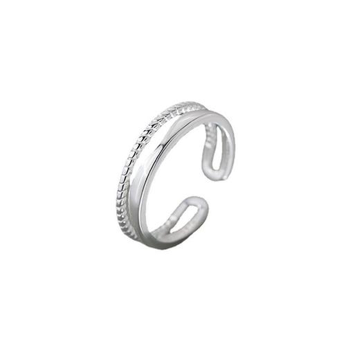 Double-layer chain ring 925 sterling silver Korean fashion trend open design high-end light luxury tail ring index finger ring