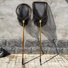 铝合金大物抄网 青鱼鲟鱼抄网 加粗抄网杆可伸缩涂胶网布渔具批发