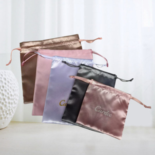 Custom-Made Silk Wig Drawstring Pouch Imitation Silk Satin Gift Bag Jewelry Storage Bag