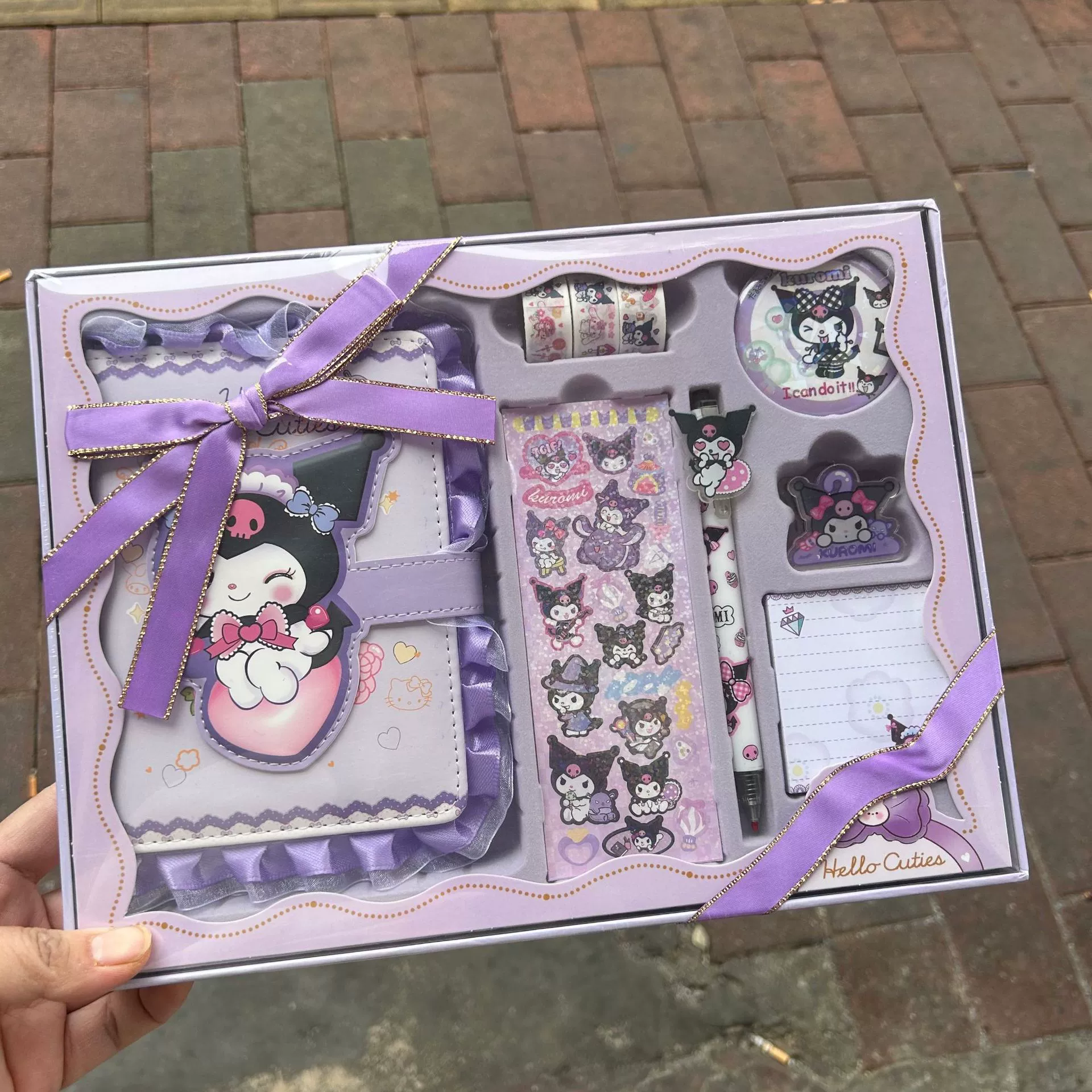 Набор для планирования из искусственной кожи с кружевной отделкой, в подарочной коробке, с лентами, стикерами, гелевым карандашом и блокнотом