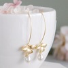 Fashionable earrings with bow from pearl, accessory, wish, European style, simple and elegant design