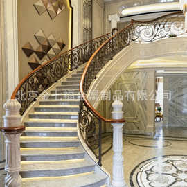 销售北京别墅楼梯旋转楼梯欧式风圆形铁艺楼梯扶手北京可上门安装