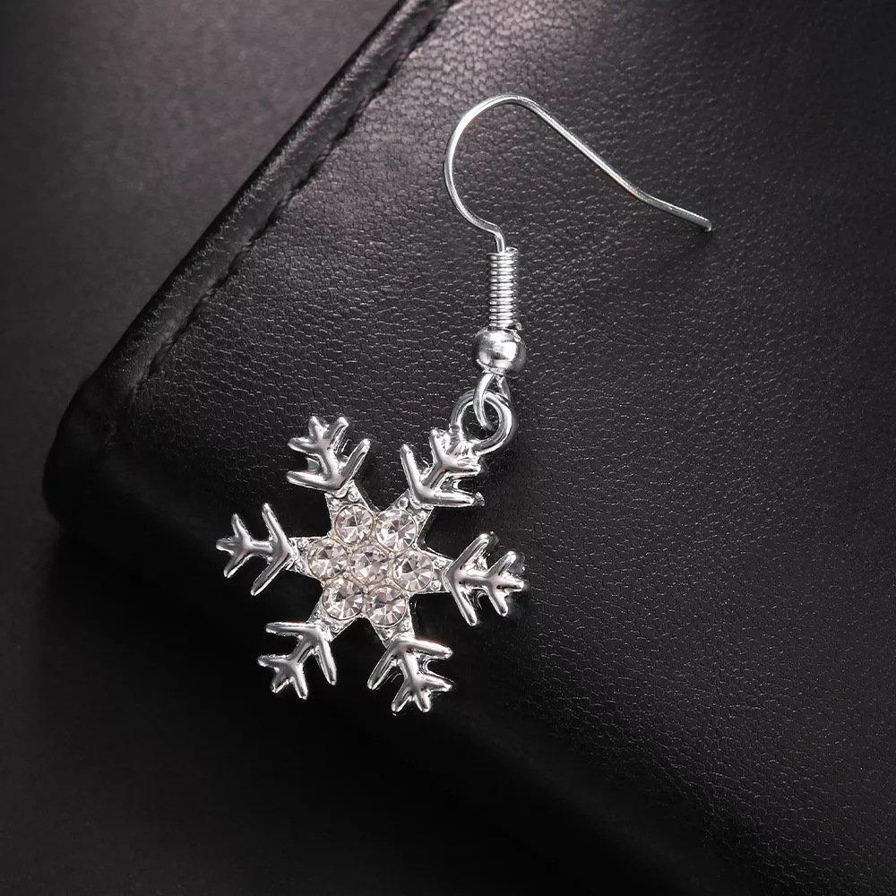Fashion Snowflake Alloy Plating Rhinestones Christmas Women's Earrings 1 Pair display picture 4