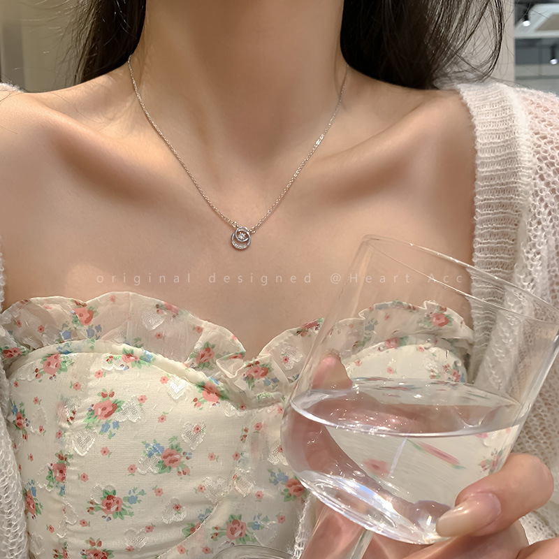 10g Weight Simple Style Round Alloy Inlay Zircon Women's Necklace