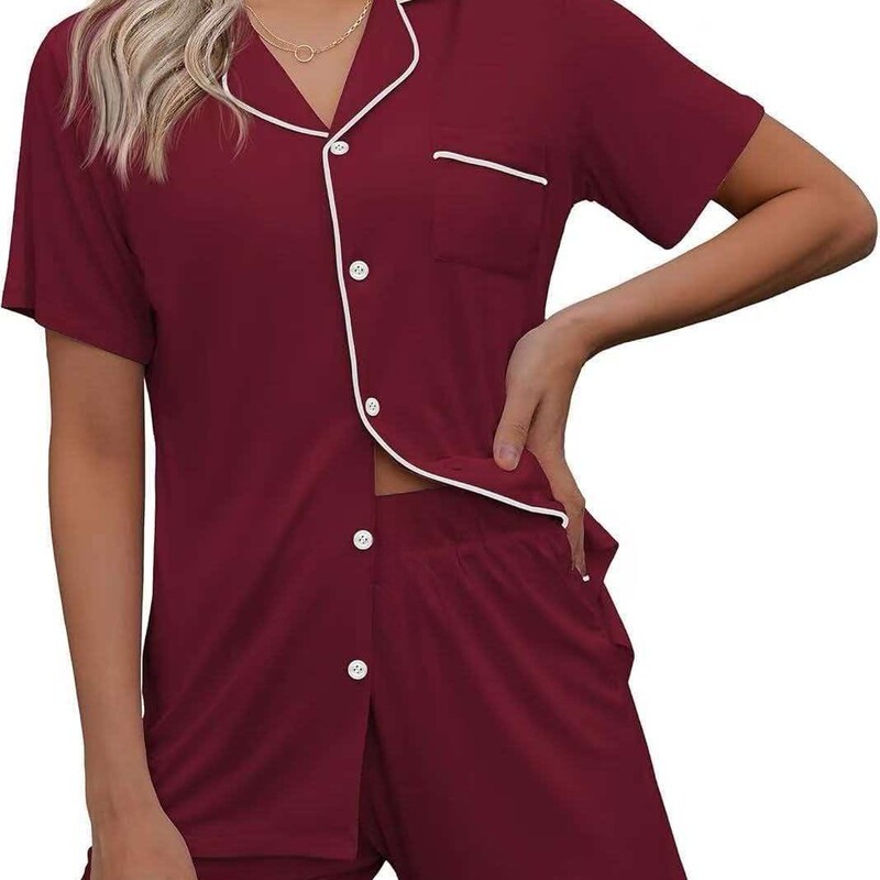 European and American Women's Cross-Border Pajamas Set Short-Sleeved Pajamas Cardigan Button-Style Pajamas Two-Piece Set Source Factory Cool