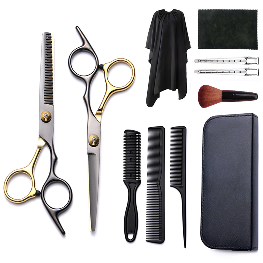 Corte de pelo tijeras transfronterizas amazonas color tijeras de dientes planas cortadas delgadas frange tijeras divisorias fábrica de tijeras al por mayor set de tijeras de peluquería