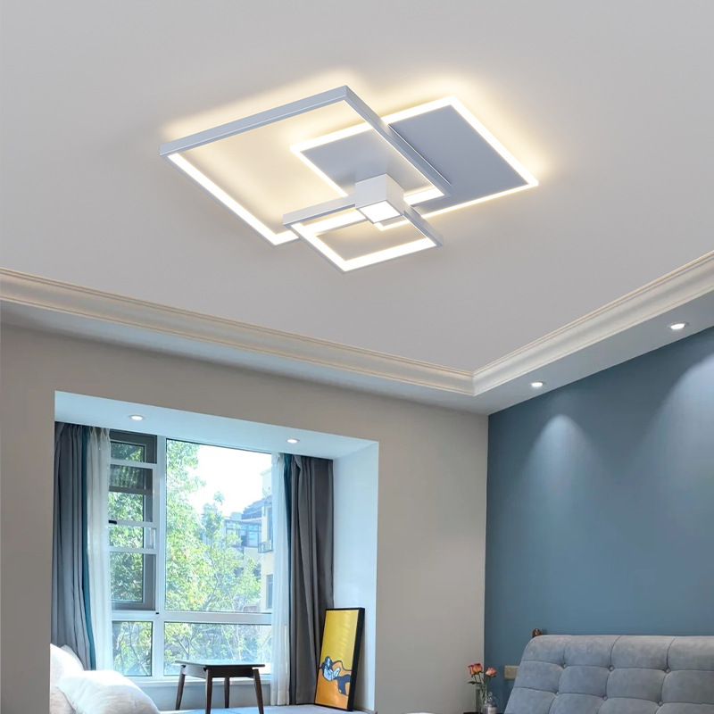 Luz principal de la sala de estar minimalista gris viento sistema LED luz de techo de arte moderno ambiente redondo dormitorio estudio luz de balcón