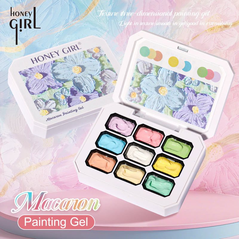 Nine-Grid Pat-On Gel Long-Lasting No-Wash Gradient Macaron Color Oil Painting Solid Nail Gel Wholesale Honeygirl