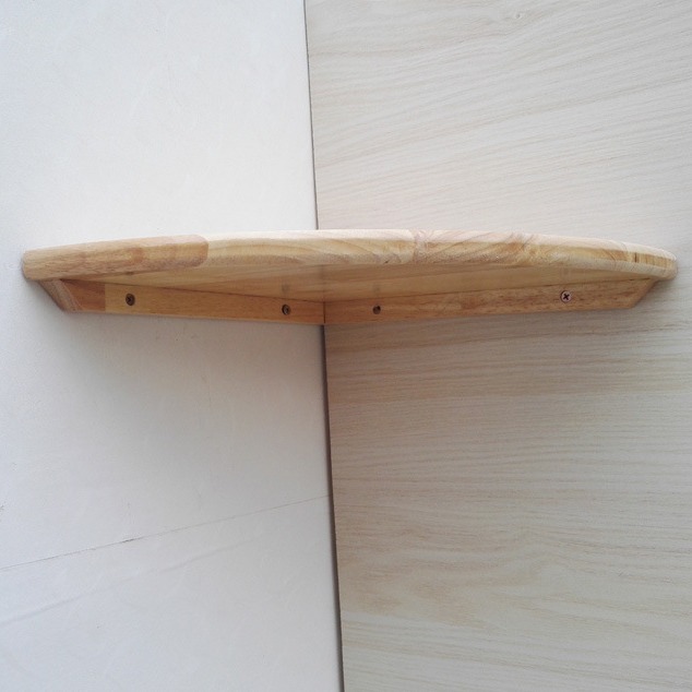 Tabique en forma de abanico, pared de madera de caucho, estante de esquina para colgar en la pared, baño decorativo, baño, baño, sala de estudio, sin perforación